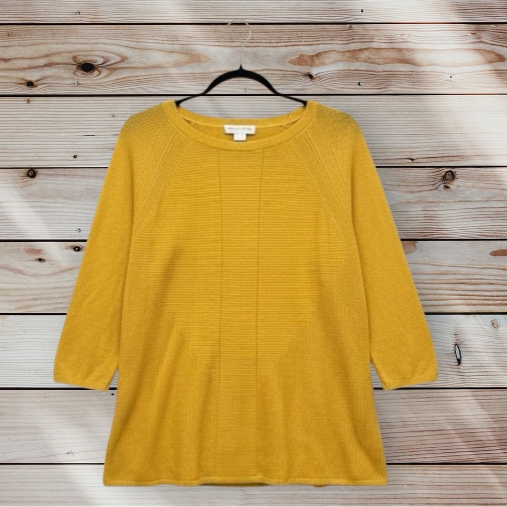 Christopher & Banks Women’s XL Mustard Crew Neck Sweater 3/4 Sleeve